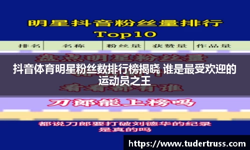 抖音体育明星粉丝数排行榜揭晓 谁是最受欢迎的运动员之王