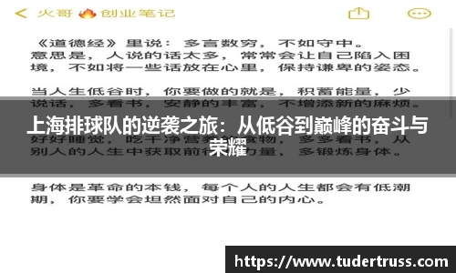 上海排球队的逆袭之旅：从低谷到巅峰的奋斗与荣耀