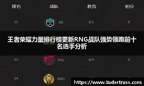 王者荣耀力量排行榜更新RNG战队强势领跑前十名选手分析